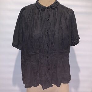 Gitman Brothers for JT Clothiers black linen top, size 8